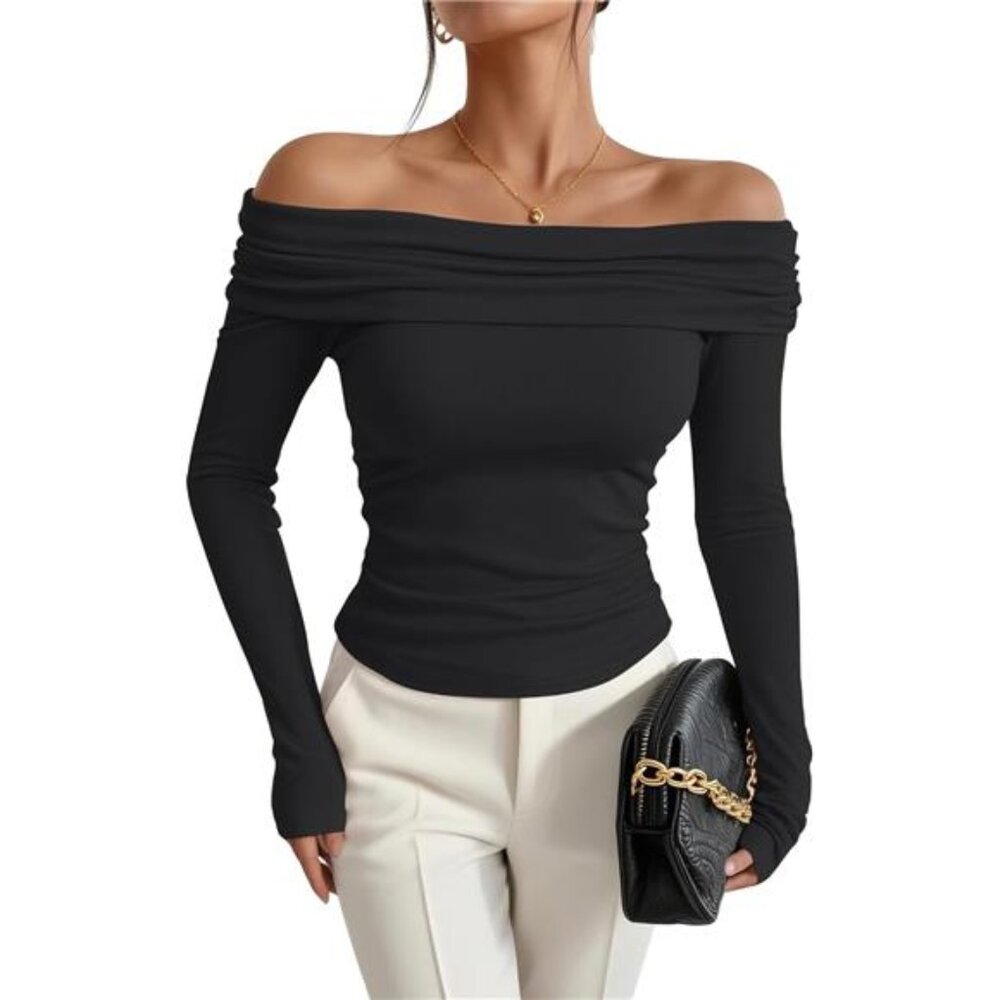 🌷 Off-Shoulder Top | Slim or Relaxed Fit | Feminine Casual Blouse